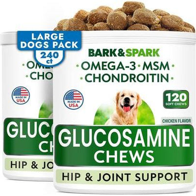 Suplemento masticable de glucosamina para el cuidado de caderas y articulaciones para perros, 240 unidades