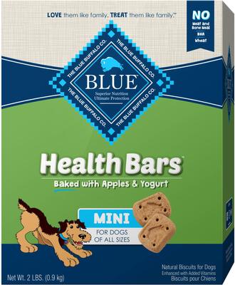Bundle: Blue Buffalo Mini Health Bars Baked Apples & Yogurt + Baked with Bacon, Egg & Cheese Dog Treats