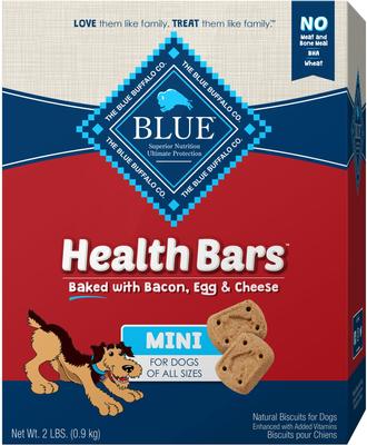 Bundle: Blue Buffalo Mini Health Bars Baked Apples & Yogurt + Baked with Bacon, Egg & Cheese Dog Treats
