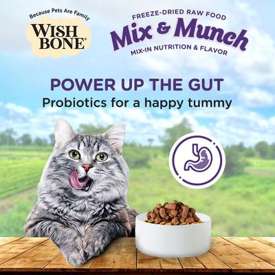 Alimento liofilizado para gatos Mix & Munch, crudo, alto en proteínas, sin cereales, con carne de res y pescado de mar, bolsa de 355 g