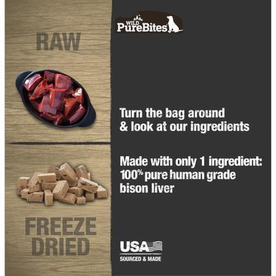 Wild Bison Liver Mid Size Limited-Ingredient-Diet Adult Freeze-Dried Dog Treats, 2.1-oz bag