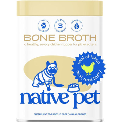 Native Pet Organic Chicken Bone Broth Powder Grain-Free Dog Food Topper, 5.75-oz