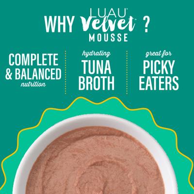 Luau Velvet Mousse Tuna & Chicken Grain-Free Wet Cat Food, 2.8-oz pouch, case of 12
