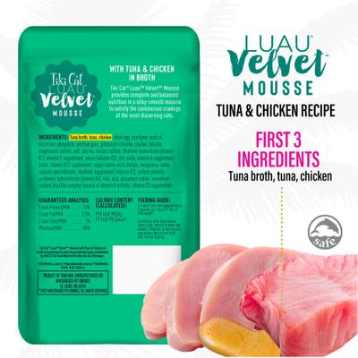 Luau Velvet Mousse Tuna & Chicken Grain-Free Wet Cat Food, 2.8-oz pouch, case of 12