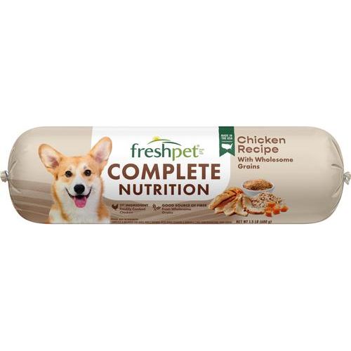 Alimento fresco para perros Complete Nutrition Chicken Recipe, rollo de 1.5 lb, caja de 8