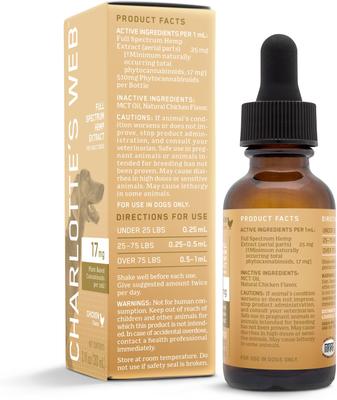 Full Spectrum Hemp Extract Chicken Flavored Liquid Calming Supplement for Dogs, 30-ml bottle