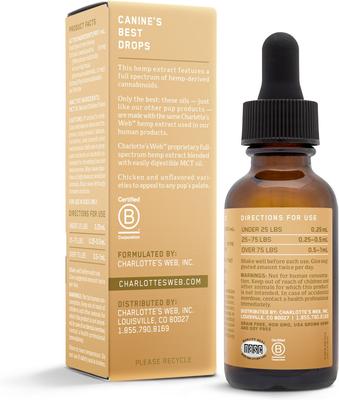 Full Spectrum Hemp Extract Chicken Flavored Liquid Calming Supplement for Dogs, 30-ml bottle