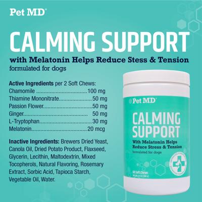 Calming Chews Enhanced with Melatonin & Ginger Supplement for Dogs, 60 count