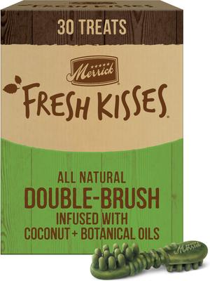 Fresh Kisses Double-Brush Mint Breath Strip Infused Medium Dental Dog Treats, 6 count