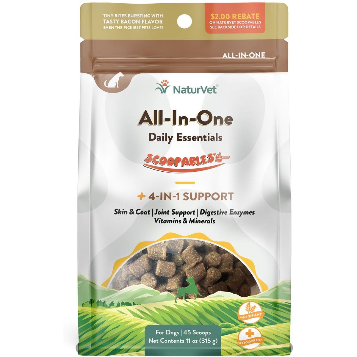 NaturVet All-In-One 4-in-1 Scoopables, bolsa 312 g para perros