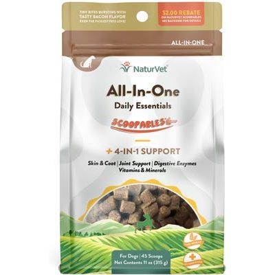 NaturVet, All-In-One 4-in-1 Scoopable Tiny Bites, multivitamínico con glucosamina, probióticos y omegas para perros, 312 g