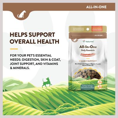 NaturVet, All-In-One 4-in-1 Scoopable Tiny Bites, multivitamínico con glucosamina, probióticos y omegas para perros, 312 g