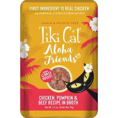 Alimento húmedo para gatos sin cereales Aloha Friends Variety Pack, bolsa de 2.5 oz, caja de 12