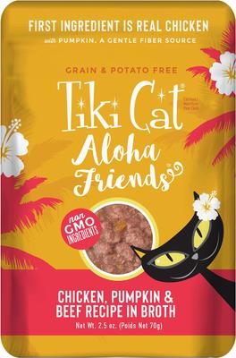 Aloha Friends Chicken, Pumpkin & Egg Recipe in Broth Grain-Free Wet Cat Food, 2.5-oz pouch, case of 12