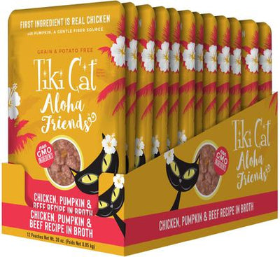 Aloha Friends Chicken, Pumpkin & Beef Recipe in Broth Grain-Free Wet Cat Food, 2.5-oz pouch, case of 12