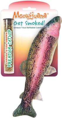 Bundle: Meowijuana Purrple Passion Catnip & Silvervine Blend Catnip, 0.917-oz bottle + Meowijuana Refillable Get Smoked Catnip Fish Cat Toy