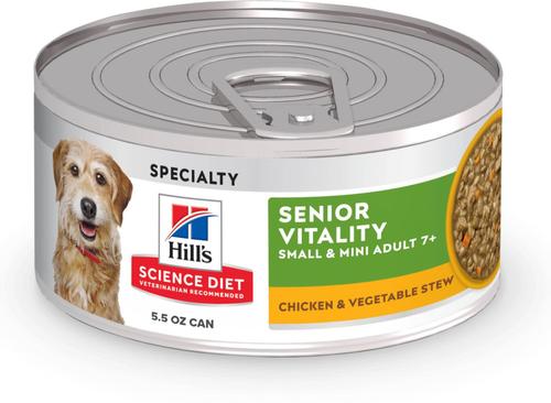 Adult 7+ Small Breed & Mini Breed Senior Vitality Chicken & Vegetable Stew Wet Dog Food, 5.5-oz can, case of 24