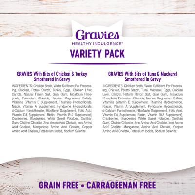 Bundle: Wellness Healthy Indulgence Gravies Grain-Free Variety Pack Food Pouches + Kittles Grain-Free Salmon & Cranberries Recipe Crunchy Cat Treats