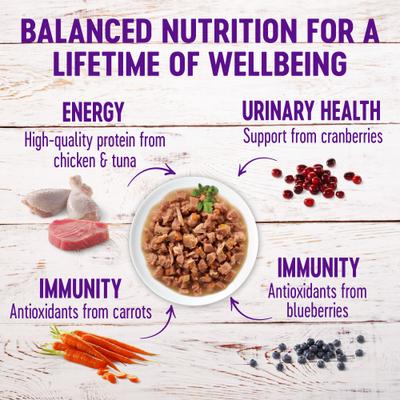 Bundle: Wellness Healthy Indulgence Gravies Grain-Free Variety Pack Food Pouches + Kittles Grain-Free Salmon & Cranberries Recipe Crunchy Cat Treats