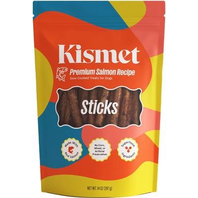 Palitos de salmón cocinados a fuego lento, premios para perros con cecina, bolsa de 14 oz