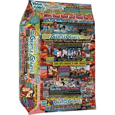 Alimento seco natural sin OMG para perros y cachorros con carne de res y tocino, bolsa de 24 lb