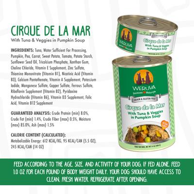 Bundle: Weruva Cirque De La Mer with Tuna & Veggies in Pumpkin Soup + Marbella Paella with Mackerel & Pumpkin in Aspic Canned Dog Food