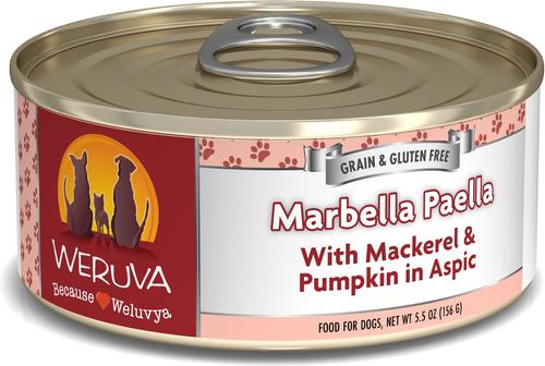 Bundle: Weruva Cirque De La Mer with Tuna & Veggies in Pumpkin Soup + Marbella Paella with Mackerel & Pumpkin in Aspic Canned Dog Food