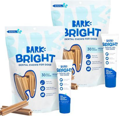 Bright Dental Kit: Small Chicken Flavored Dental Dog Treats + Chicken & Thyme Flavored Dog Dental Gel, 30 count, 1.9-oz gel, bundle of 2