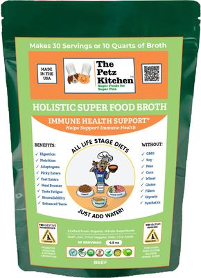 Holistic Super Food Broth Immune Support Beef Flavor Concentrate Powder Beef Flavor Dog & Cat Supplement, 4.5-oz bag