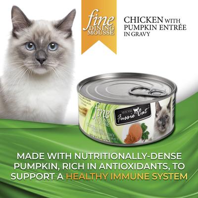 Fine Dining Mousse Chicken with Pumpkin Entree Wet Cat Food, 2.47-oz can, case of 24