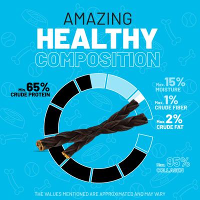 12-inch Collagen Braid Dog Natural Chew Treats, 3 count