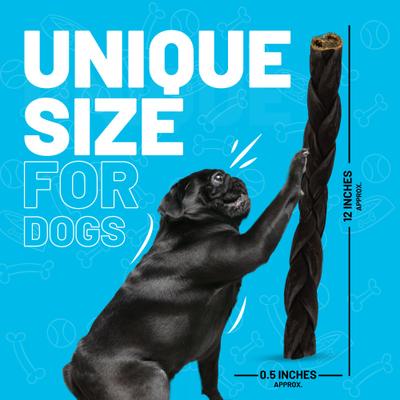 12-inch Collagen Braid Dog Natural Chew Treats, 3 count