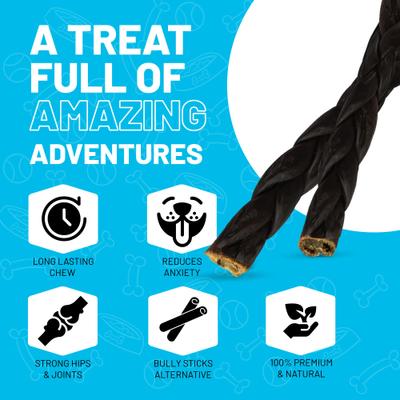 12-inch Collagen Braid Dog Natural Chew Treats, 3 count