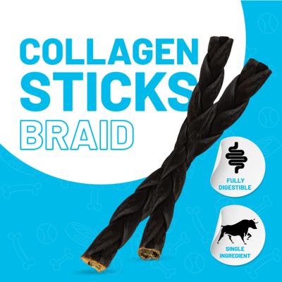 Golosinas masticables naturales para perros con trenza de colágeno de 30 cm (3 unidades)