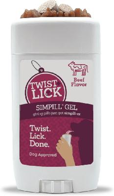Twist & Lick SimPill - Golosina para perros con sabor a carne, dispensador de 2.3 fl oz