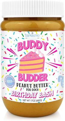 Golosina para perros Birthday Bash Buddy Budder, frasco de 17 oz