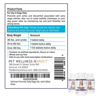 Early Stage Chewable Tablet Joint Supplement for Dogs, 60 count