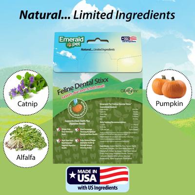 Feline Dental Stixx Catnip Flavor with Pumpkin Grain-Free Dental Cat Treats, 3.6-oz bag