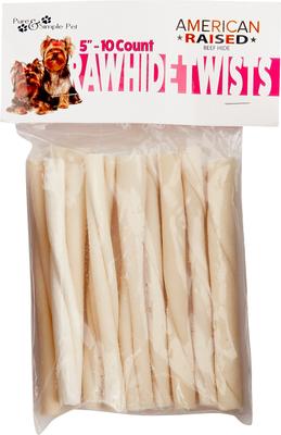 Beef Flavored Rawhide Twist Dog Treat, 5-in, 10 count