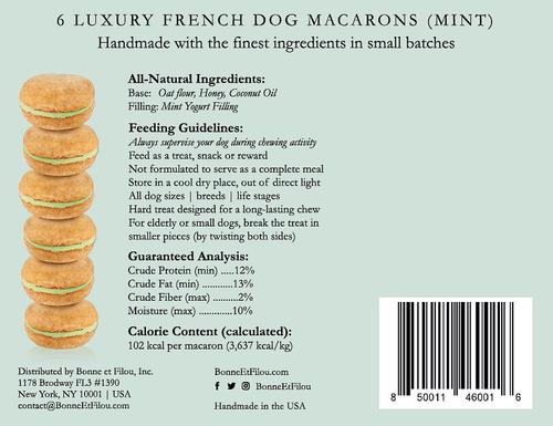 Mint All-Natural Handmade Macaron Dog Treats, 6 count