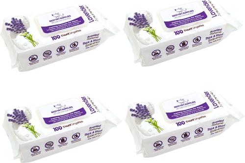 Toallitas calmantes con aroma a lavanda para el cuidado de perros y gatos, 100 unidades