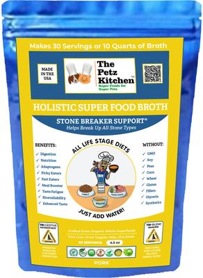 Holistic Super Food Broth Stone Breaker Support Pork Flavor Concentrate Powder Dog & Cat Supplement, 4.5-oz bag