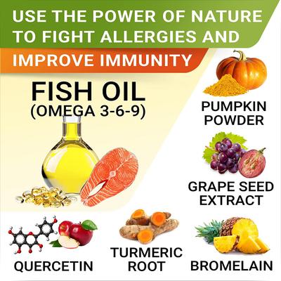 Alivio de alergias y picazón con suplemento masticable de aceite de pescado Omega 3 para piel y pelaje de perros, 180 unidades