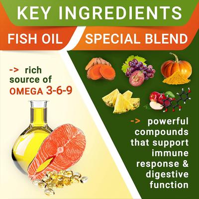 Alivio de alergias y picazón con suplemento masticable de aceite de pescado Omega 3 para piel y pelaje de perros, 180 unidades