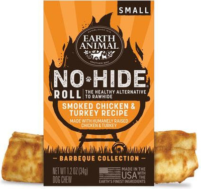 No-Hide Small Roll Long Lasting Natural Rawhide Alternative Barbeque Smoked Chicken & Turkey Recipe Dog Chew Treat