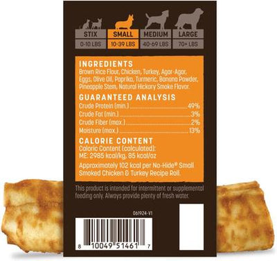 No-Hide Small Roll Long Lasting Natural Rawhide Alternative Barbeque Smoked Chicken & Turkey Recipe Dog Chew Treat