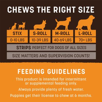 No-Hide Small Roll Long Lasting Natural Rawhide Alternative Barbeque Smoked Chicken & Turkey Recipe Dog Chew Treat