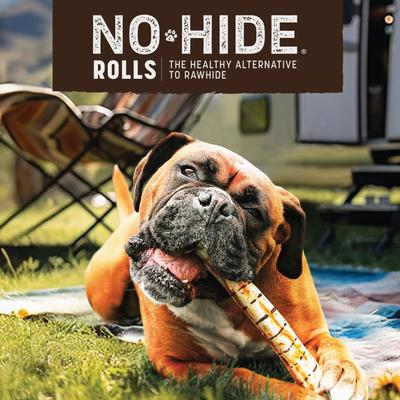 No-Hide Small Roll Long Lasting Natural Rawhide Alternative Barbeque Smoked Chicken & Turkey Recipe Dog Chew Treat
