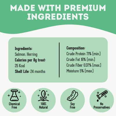 Salmon & Herring Grain-Free Dehydrated Dog & Cat Treats, 2.82-oz bag