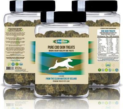 Wild Pure Cod Skin Dog Treats, 7.2-oz jar